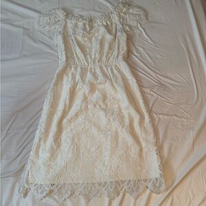 Lucky Brand Lace Dress Womens Medium White Off Shoulder Boho Festival